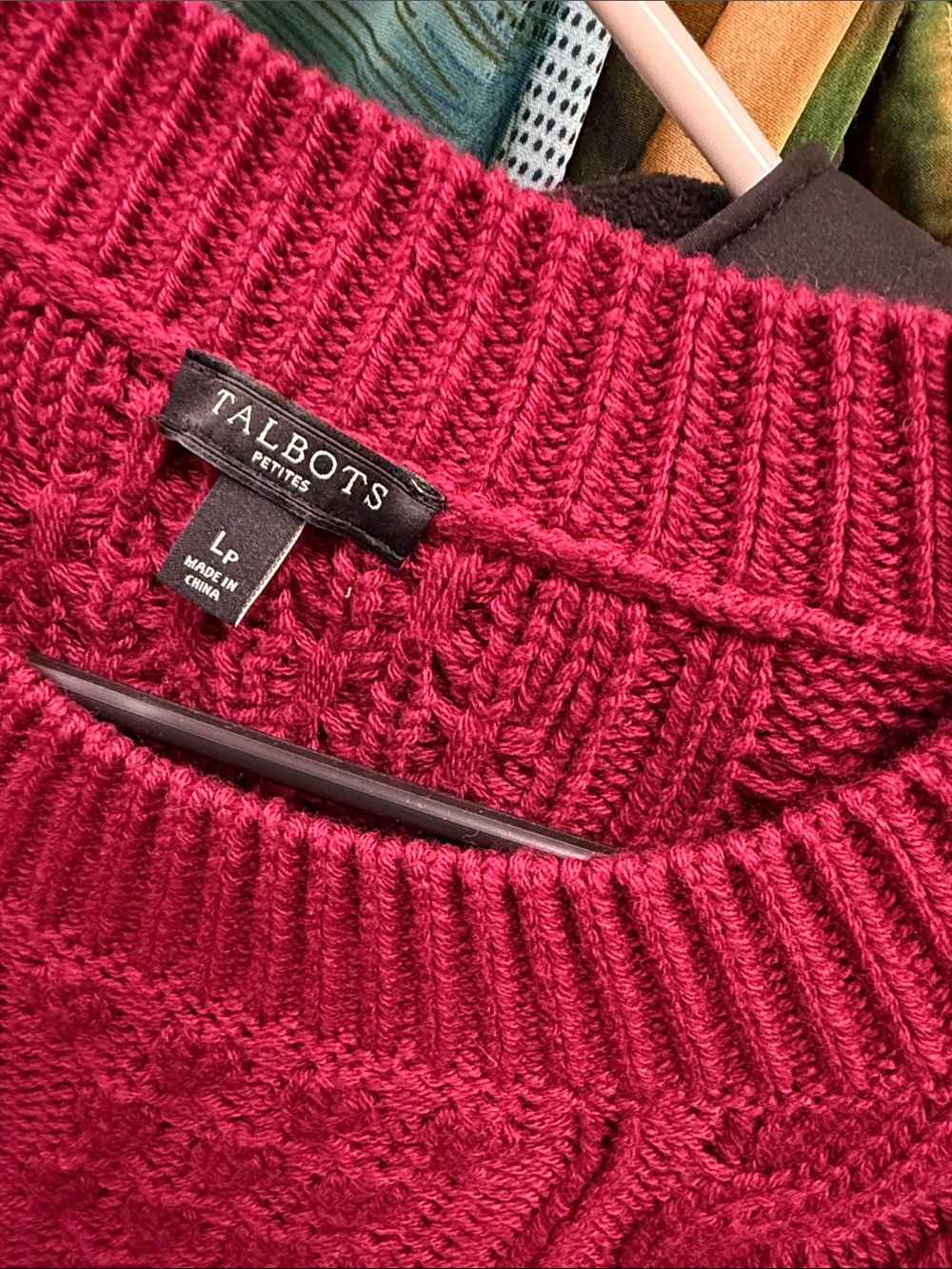 Talbots Raspberry Cable Knit Crewneck Sweater - Picture 2 of 3